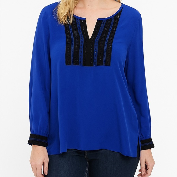 Chico's Royal Blue Embellished Blouse Size Medium - Picture 1 of 6
